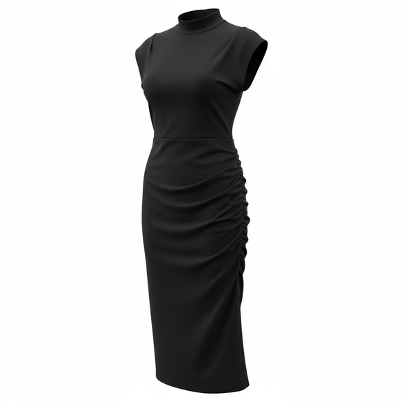 New York & Company Black Mock Neck Turtleneck Dress Size Medium - Picture 3 of 8